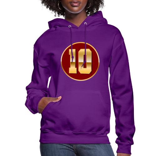 Number 10 in Gold Varsity Font - Women's Hoodie