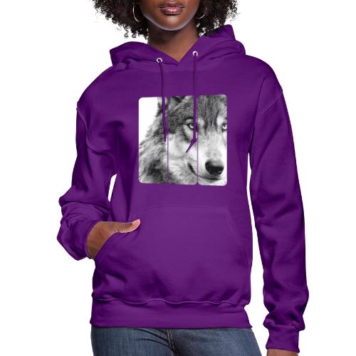 Wolf Face Triptych: Silent Alpha - Women's Hoodie