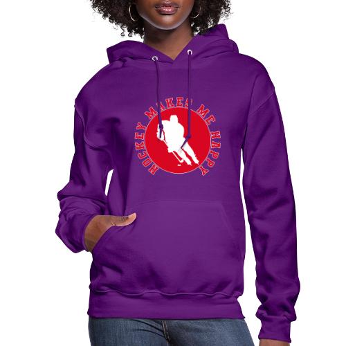 Hockey Makes Me Happy – Ice Hockey Fan Emblem - Women's Hoodie