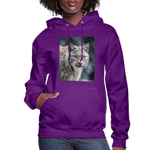 Lynx Portrait Piercing Eyes Design - Women's Hoodie