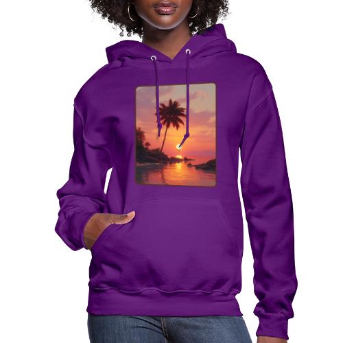 Tropical Beach Sunset Palm Design - Women's Hoodie