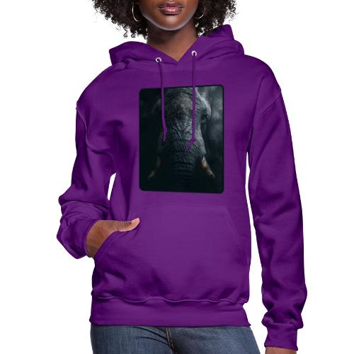 Shadow Elephant Intense Eyes Design - Women's Hoodie