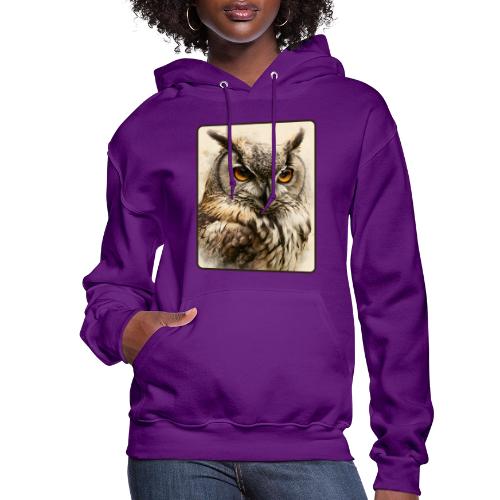 Great Horned Owl Watercolor Design - Women's Hoodie