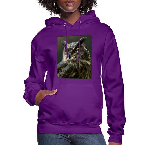 Eurasian Eagle Owl Portrait Design - Women's Hoodie