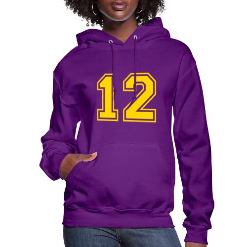 Number 12 in a classic athletic collegiate font - Women's Hoodie