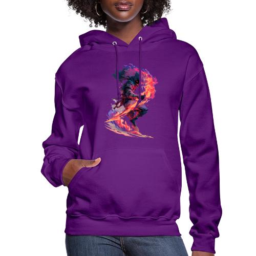 Flaming Ninja Warrior Fantasy Design - Women's Hoodie