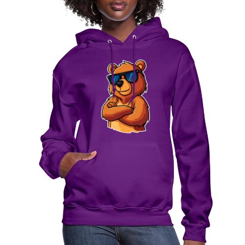 Cool Bear Sunglasses Cartoon Design - Women's Hoodie