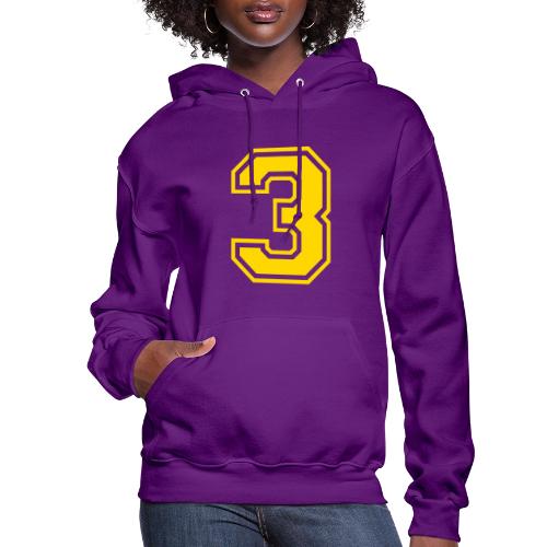 Number 3 in a classic athletic collegiate font - Women's Hoodie