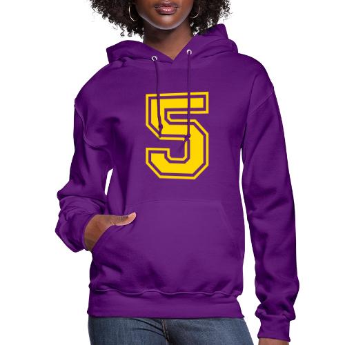 Number 5 in a classic athletic collegiate font - Women's Hoodie