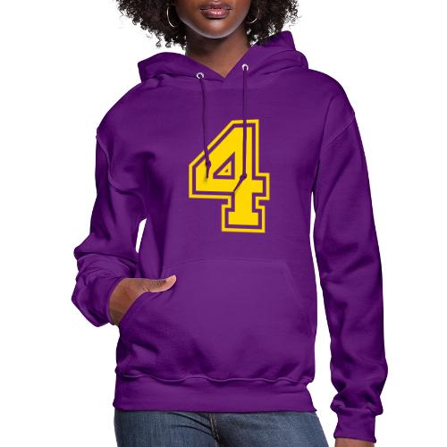 Number 4 in a classic athletic collegiate font - Women's Hoodie