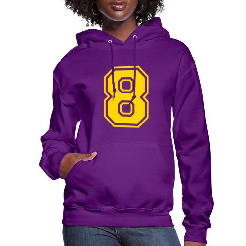 Number 8 in a classic athletic collegiate font - Women's Hoodie