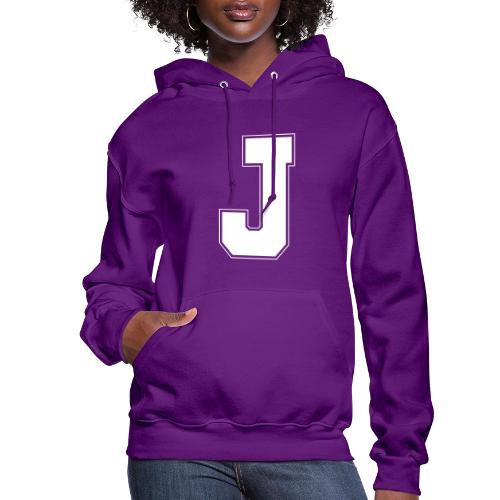White Letter J – Varsity Alphabet Monogram - Women's Hoodie