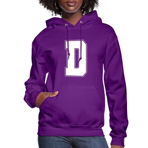 White Letter D – Varsity Alphabet Monogram - Women's Hoodie