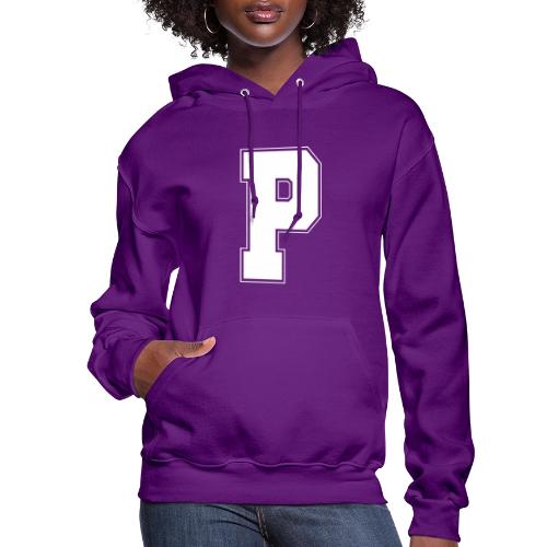 White Letter P – Varsity Alphabet Monogram - Women's Hoodie