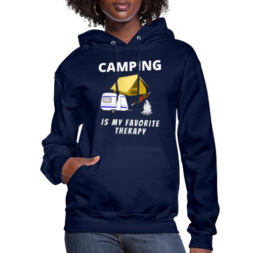 Camping Is My Favorite Therapy Funny - Women's Hoodie