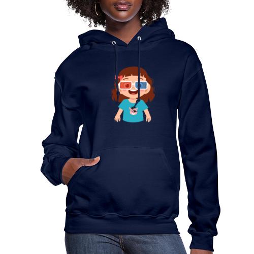 Girl red blue 3D glasses doing Vision Therapy - Women's Hoodie
