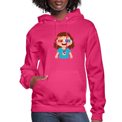 Girl red blue 3D glasses doing Vision Therapy - Women's Hoodie