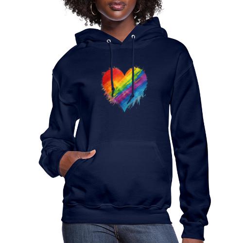 Watercolor Rainbow Pride Heart - LGBTQ LGBT Pride - Women's Hoodie