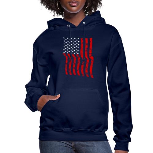 Vintage Waving USA Flag Patriotic T-Shirts Design - Women's Hoodie
