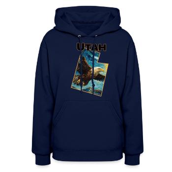 Utah Wildlife - eagle - Women's Hoodie - navy - Front - Camila (177cm)