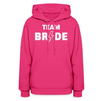 Team Bride Rocks (Hen Night Party / White Outline) - Women's Hoodie - fuchsia - Front - Camila (177cm)
