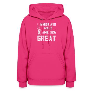 Pro Immigrant Rights Shop - Women's Hoodie - fuchsia - Front - Camila (177cm)