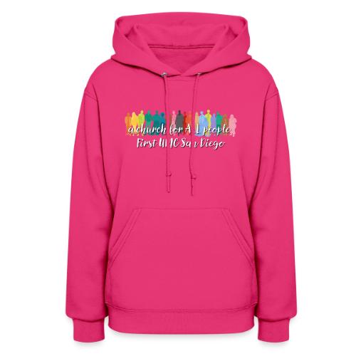 a church for all people - with colorful graphic - Women's Hoodie