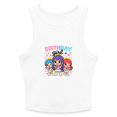 Cute Chibi Birthday Idol Girls - Slim Fit Rib Women's Tank Top
