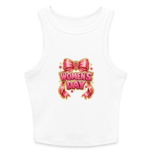 Cute Pink Bow Women’s Day Feminist Symbol - Slim Fit Rib Women's Tank Top