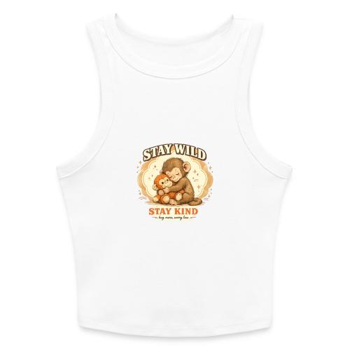 Stay Wild Stay Kind Punch Monkey Hug - Slim Fit Rib Women's Tank Top