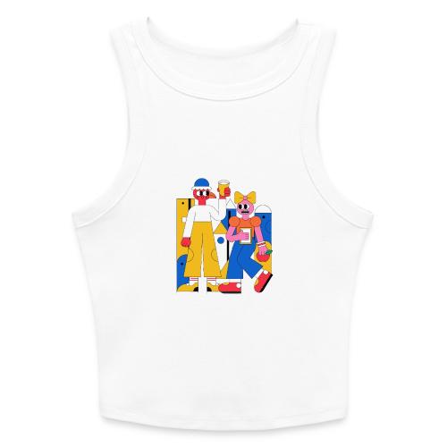 Bold Geometric Duo Pop Art - Slim Fit Rib Women's Tank Top