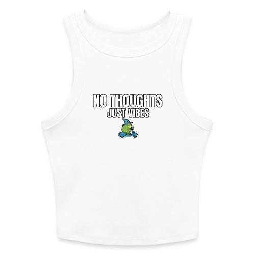 No Thoughts Just Vibes Funny Frog Shirt - Slim Fit Rib Women's Tank Top
