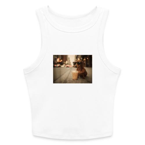 Funny Dachshund Iced Coffee Lover Tee - Slim Fit Rib Women's Tank Top