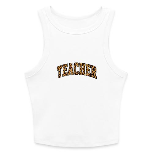 Leopard Print Teacher Typography - Slim Fit Rib Women's Tank Top