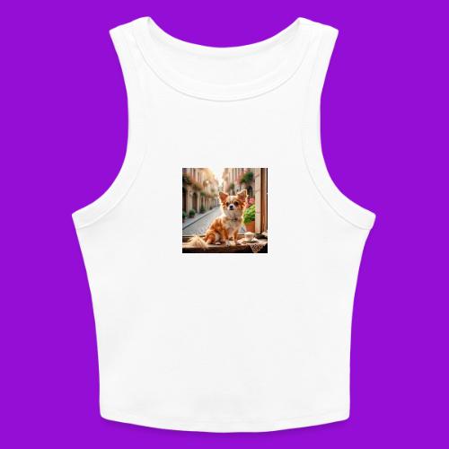Morning coffee Chihuahua - Slim Fit Rib Women's Tank Top