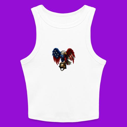 American Flag Bald Eagle - Helmet - Slim Fit Rib Women's Tank Top