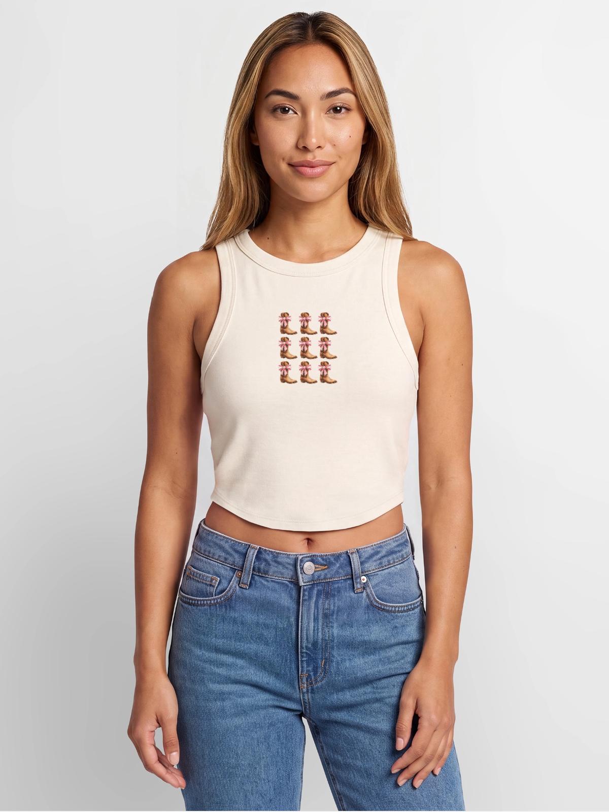 Cowgirl Boots and Pink Bows Rodeo - Slim Fit Rib Women's Tank Top - natural - Front - AI Model Male 185 light (185cm)