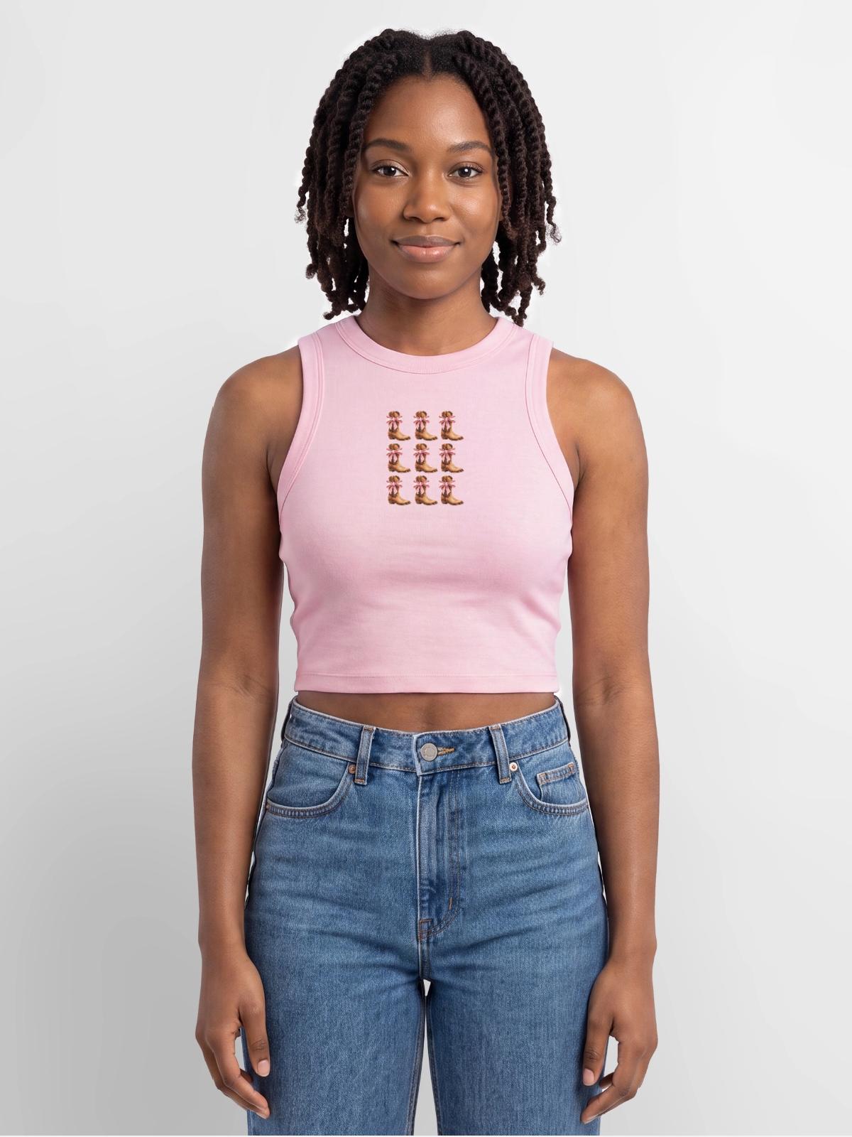 Cowgirl Boots and Pink Bows Rodeo - Slim Fit Rib Women's Tank Top - pink - Front - AI Model Female 172 dark (172cm)