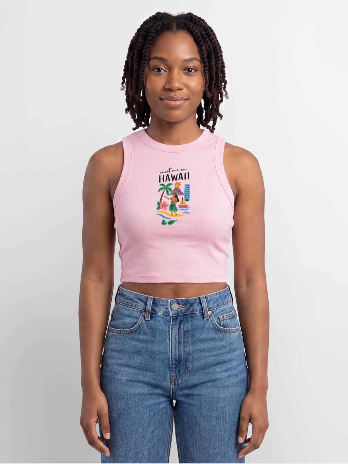 Hawaii Adventure Summer Tee - Slim Fit Rib Women's Tank Top - pink - Front - AI Model Female 172 dark (172cm)