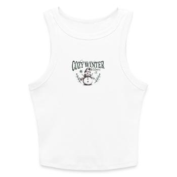 Cozy Winter Vibes Penguin - Slim Fit Rib Women's Tank Top - white - Front - AI Model Female 172 dark (172cm)