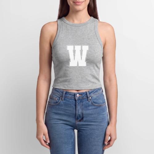 White Letter W – Varsity Alphabet Monogram - Slim Fit Rib Women's Tank Top