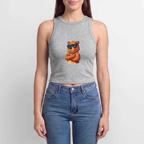 Cool Bear Sunglasses Cartoon Design - Slim Fit Rib Women's Tank Top