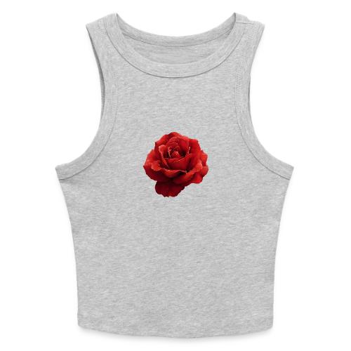 Rose: Crimson Dew Bloom - Slim Fit Rib Women's Tank Top