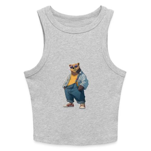 Fashion Streetwear Bear Cartoon Art - Slim Fit Rib Women's Tank Top