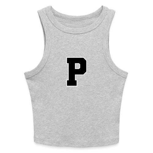 Varsity Letter P Athletic Alphabet Design - Slim Fit Rib Women's Tank Top