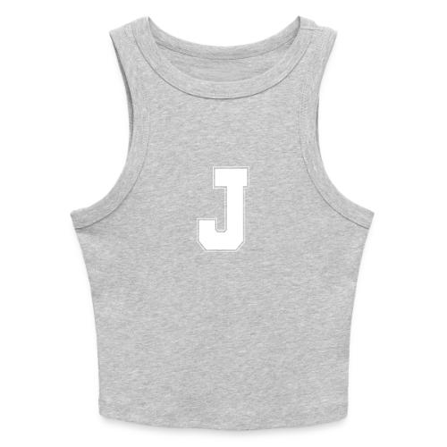 White Letter J – Varsity Alphabet Monogram - Slim Fit Rib Women's Tank Top