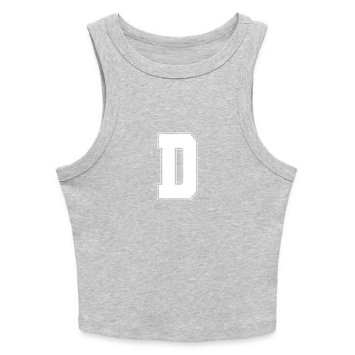 White Letter D – Varsity Alphabet Monogram - Slim Fit Rib Women's Tank Top