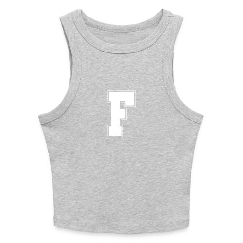 White Letter F – Varsity Alphabet Monogram - Slim Fit Rib Women's Tank Top