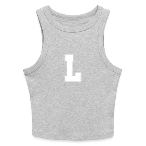 White Letter L – Varsity Alphabet Monogram - Slim Fit Rib Women's Tank Top