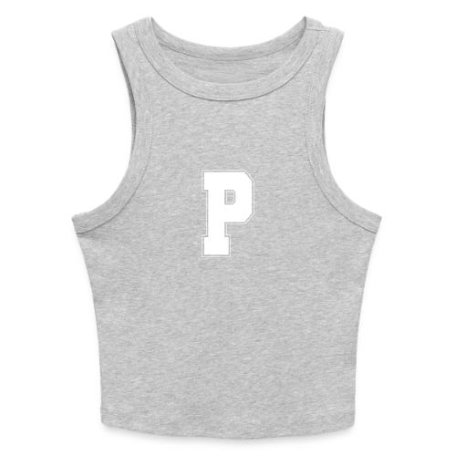 White Letter P – Varsity Alphabet Monogram - Slim Fit Rib Women's Tank Top